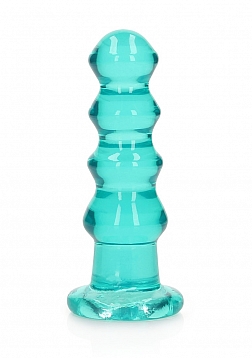 RealRock - Chrystal Clear - Curvy Dildo/Plug - 5.5" - Turquoise