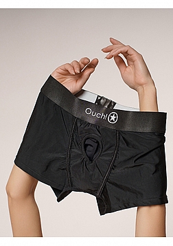 Ouch! - Vibrating Strap-on Boxer - Black - M/L