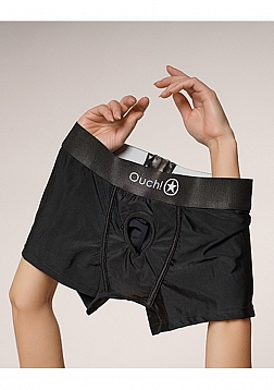 Ouch! - Vibrating Strap-on Boxer - Black - XL/XXL