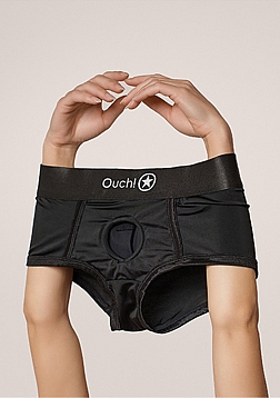 Ouch! - Vibrating Strap-on Brief - Black - XL/XXL