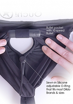 Ouch! - Vibrating Strap-on High-cut Brief - Black - M/L