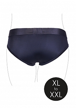 Ouch! - Vibrating Strap-on High-cut Brief - Black - XL/XXL