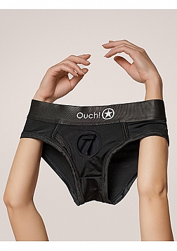 Ouch! - Vibrating Strap-on High-cut Brief - Black - XS/S