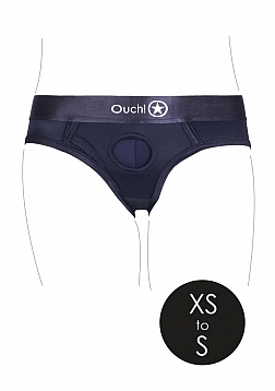 Ouch! - Vibrating Strap-on High-cut Brief - Black - XS/S