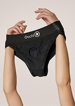Ouch! - Vibrating Strap-on Hipster - Black - XL/XXL
