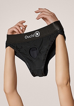 Ouch! - Vibrating Strap-on Hipster - Black - XS/S