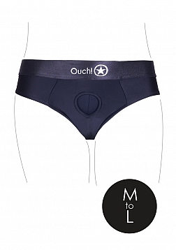 Ouch! - Vibrating Strap-on Thong with Removable Butt Straps - Black - M/L