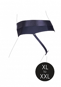 Ouch! - Vibrating Strap-on Thong with Removable Butt Straps - Black - XL/XXL