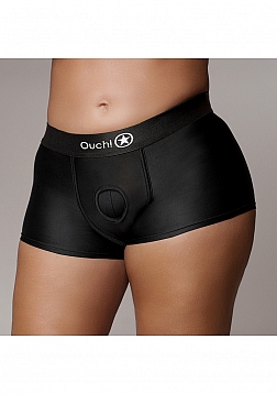 Ouch! - Vibrating Strap-on Boxer - Black - XL/XXL