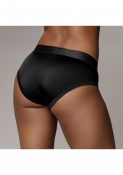 Ouch! - Vibrating Strap-on High-cut Brief - Black - M/L