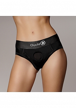 Ouch! - Vibrating Strap-on High-cut Brief - Black - XS/S