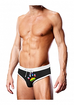 Swim Brief - Black Oversized Paw