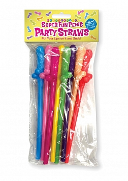 Super Fun Penis Multicolor Penis Straws, 8 Pack