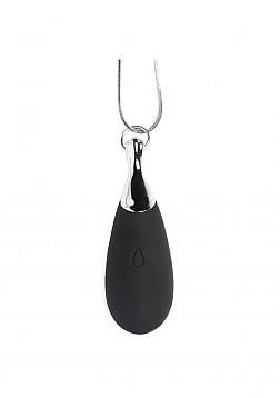 Vibrating Silicone Teardrop Necklace - Black