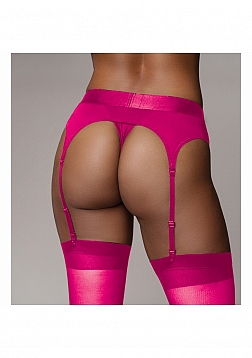 Ouch! - Vibrating Strap-on Thong with Adjustable Garters - Pink - M/L