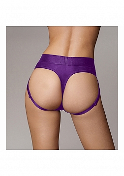 Ouch! - Vibrating Strap-on Thong with Removable Butt Straps - Purple - XS/S