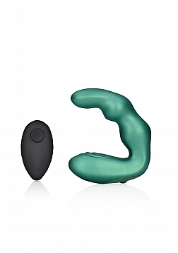 Bent Vibrating Prostate Massager with Remote Control - Metallic Green