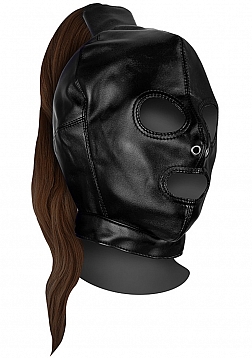 Mask with Brown Ponytail - Black