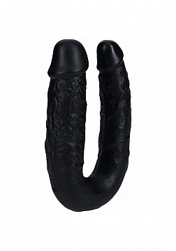 RealRock - Ultra Realistic Skin - U Shaped Double Dildo - 5" - Black