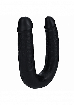 RealRock - Ultra Realistic Skin - U Shaped Double Dildo - 7" - Black