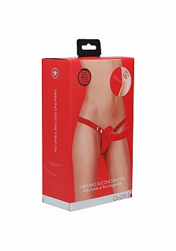 Ouch! - Vibrating Silicone Strap-On Adjustable & Rechargeable - Red