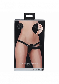 Ouch! - Dual Silicone Strap-On Adjustable - Black