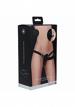 Ouch! - Dual Silicone Strap-On Adjustable - Black