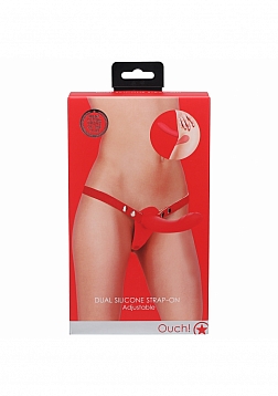 Ouch! - Dual Silicone Strap-On Adjustable - Red