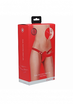 Ouch! - Dual Silicone Strap-On Adjustable - Red