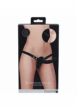 Ouch! - Silicone Ridged Strap-On Adjustable - Black