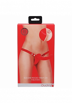 Ouch! - Silicone Ridged Strap-On Adjustable - Red