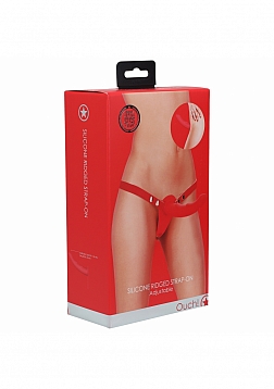 Ouch! - Silicone Ridged Strap-On Adjustable - Red