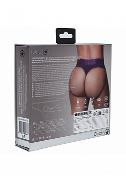 Ouch! - Vibrating Strap-on Thong with Removable Butt Straps - Purple - XL/XXL
