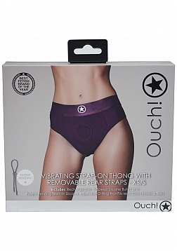 Ouch! - Vibrating Strap-on Thong with Removable Butt Straps - Purple - XS/S