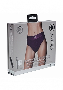 Ouch! - Vibrating Strap-on Thong with Removable Butt Straps - Purple - XS/S