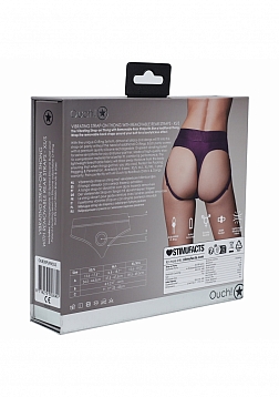 Ouch! - Vibrating Strap-on Thong with Removable Butt Straps - Purple - XS/S