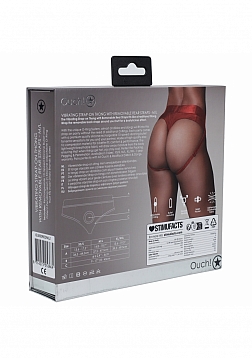Ouch! - Vibrating Strap-on Thong with Removable Butt Straps -Red - M/L