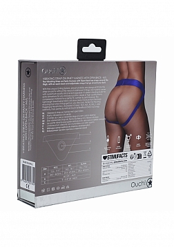 Ouch! - Vibrating Strap-on Panty Harness with Open Back - Royal Blue - M/L