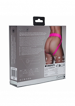 Ouch! - Vibrating Strap-on Panty Harness with Open Back - Pink - M/L