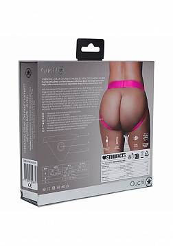 Ouch! - Vibrating Strap-on Panty Harness with Open Back -Pink - XL/XXL