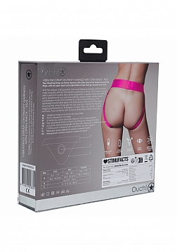 Ouch! - Vibrating Strap-on Panty Harness with Open Back - Pink - XS/S