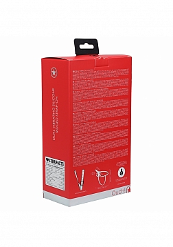 Ouch! - Dual Vibrating Silicone Ridged Strap-On Adjustable - Red