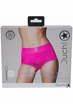 Ouch! - Vibrating Strap-on Brief - Pink- XS/S