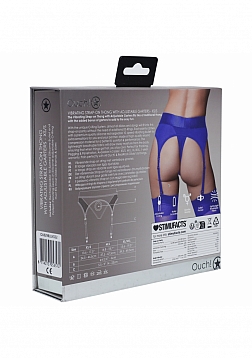 Ouch! - Vibrating Strap-on Thong with Adjustable Garters - Royal Blue - XS/S