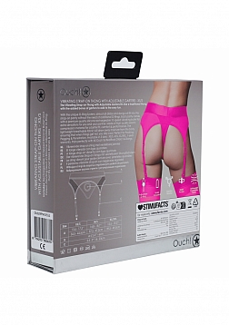 Ouch! - Vibrating Strap-on Thong with Adjustable Garters - Pink - XS/S