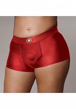 Ouch! - Vibrating Strap-on Boxer - Red - XL/XXL
