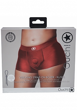 Ouch! - Vibrating Strap-on Boxer - Red - XL/XXL