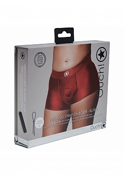 Ouch! - Vibrating Strap-on Boxer - Red - XL/XXL