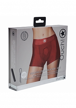 Ouch! - Vibrating Strap-on Boxer - Red - XS/S