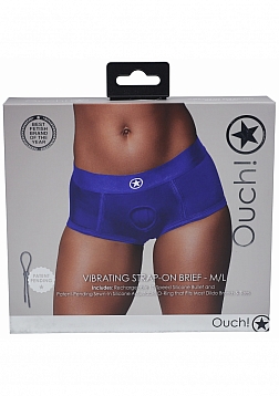 Ouch! - Vibrating Strap-on Brief - Royal Blue - M/L